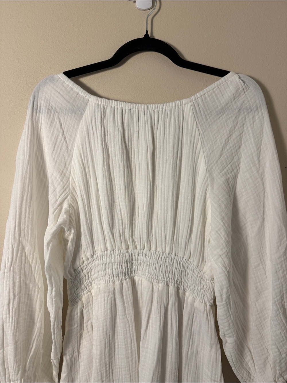 J.Crew Women's White Soft Gauze V-Neck Midi Dress Smocked Waist Size XS - Picture 11 of 15